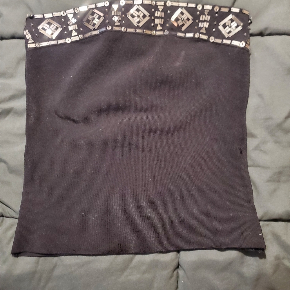 Black Tube Top with Silver Embellishments(As Is)